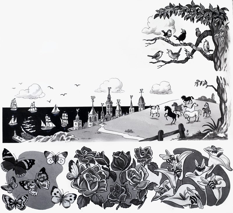 Illustration av barnvisor av English School