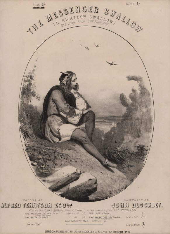 O Swallow Swallow, från Tennysons The Princess (färg litho) av English School
