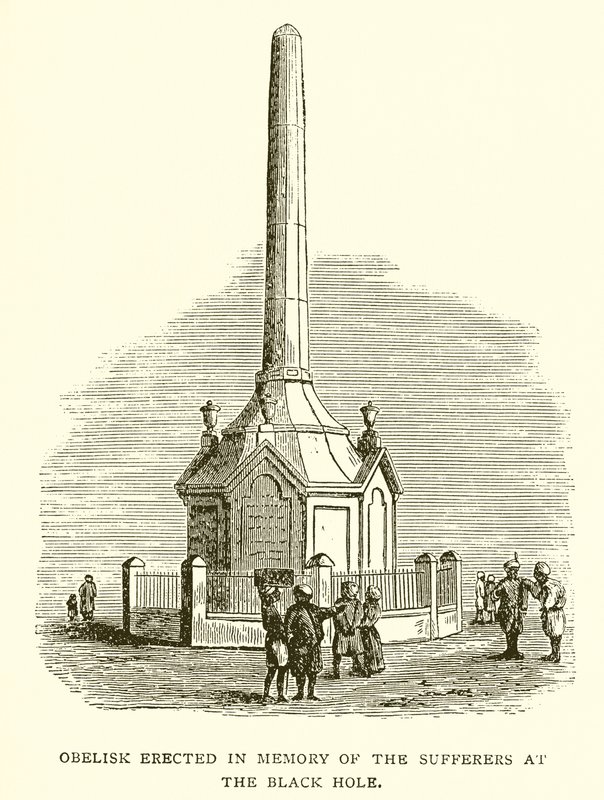 Obelisk rest till minne av de drabbade vid svarta hålet i Calcutta av English School