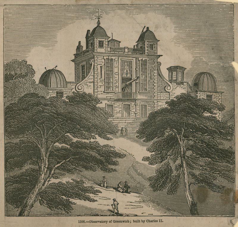 Observatoriet i Greenwich, London, byggt av Charles II av English School