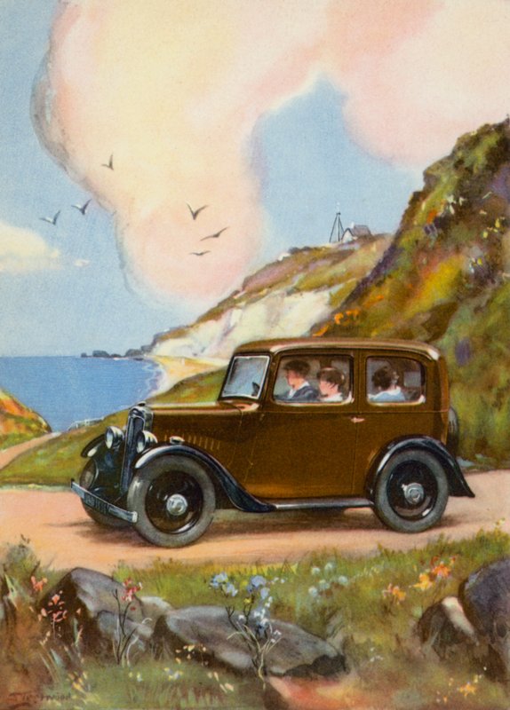Iväg till havet (färg litho) av English School