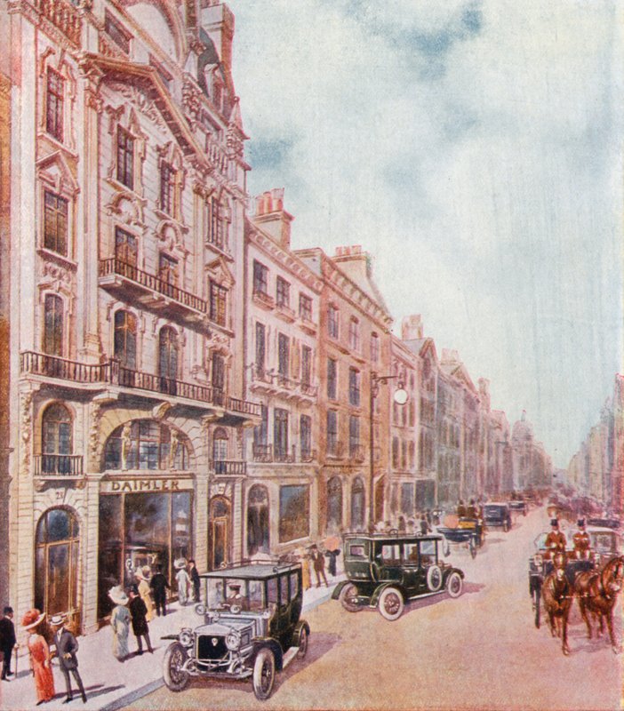 Kontor och utställningslokaler för Daimler Company i Pall Mall av English School
