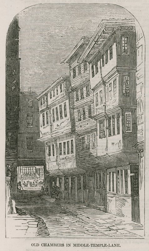 Gamla kamrar i Middle Temple Lane av English School