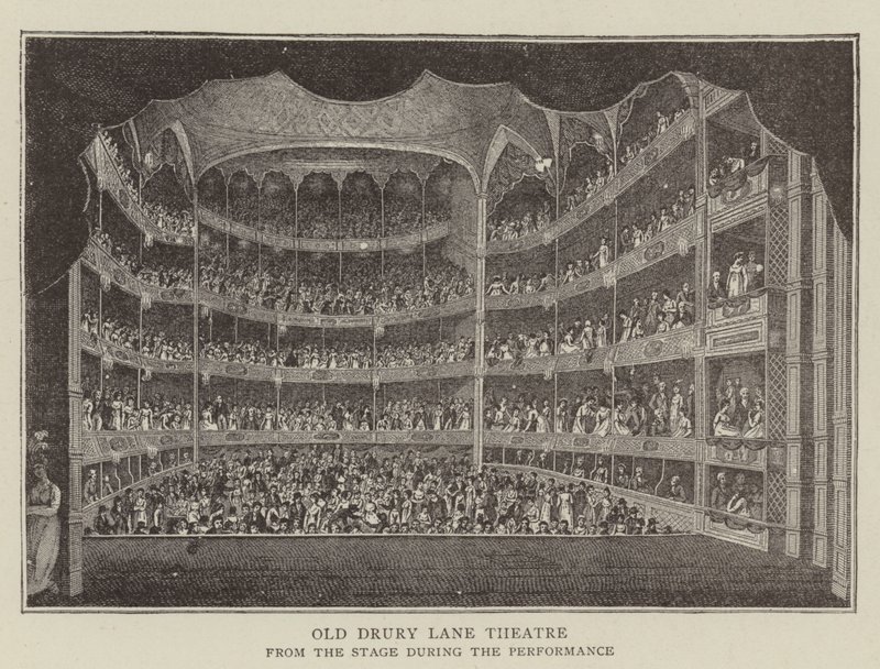 Old Drury Lane Theatre (gravyr) av English School