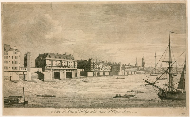 Old London Bridge, nära St Olaves Stairs av English School