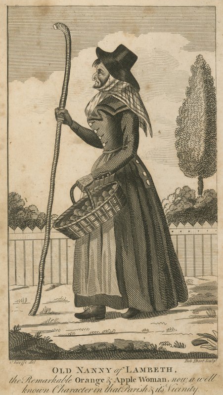 Old Nanny of Lambeth, den märkliga apelsin- och äppelkvinnan av English School