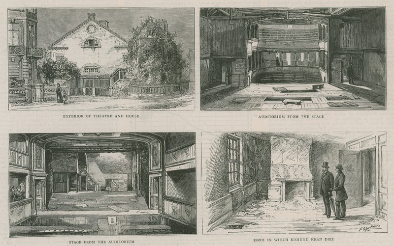 Old Richmond Theatre och Edmund Keans hus, som nu rivs av English School