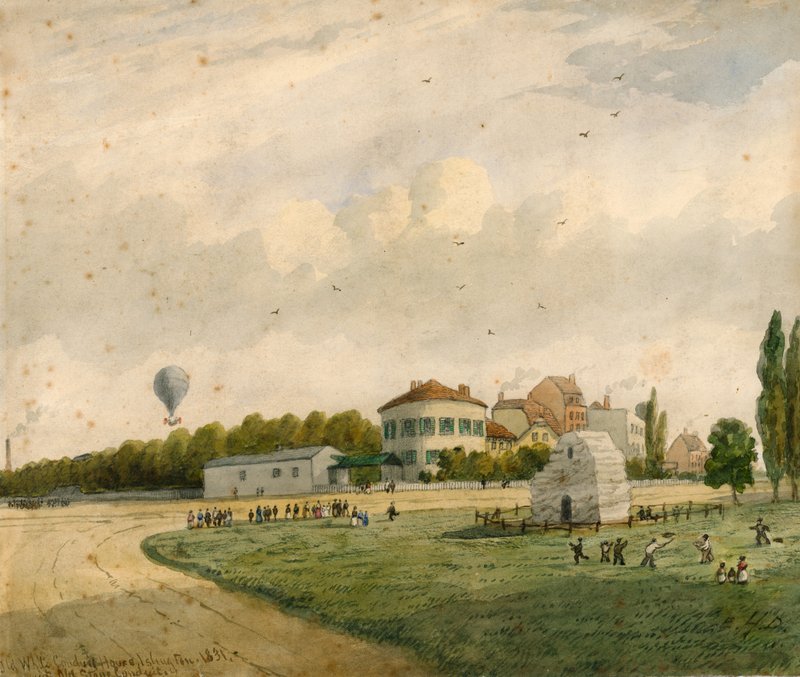 Old White Conduit House, Pentonville, London; målning (wc på papper) av English School