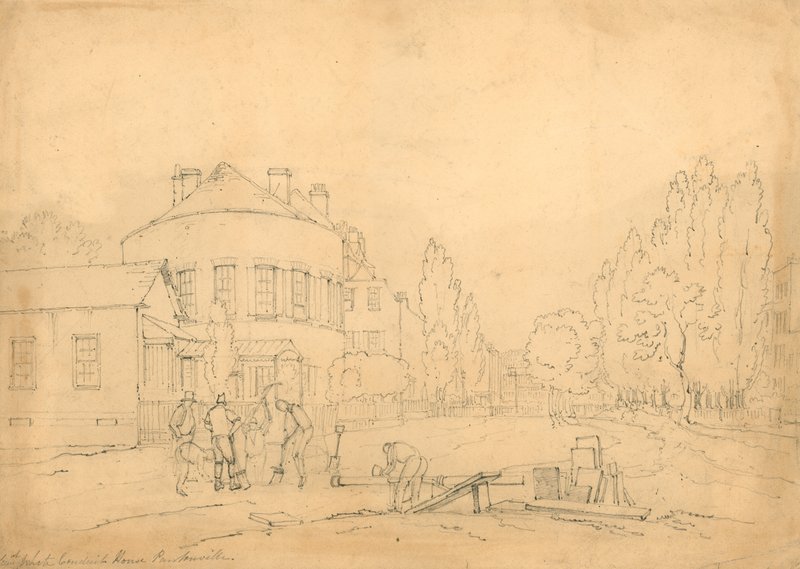 Old White Conduit House, Pentonville, London; skiss av English School