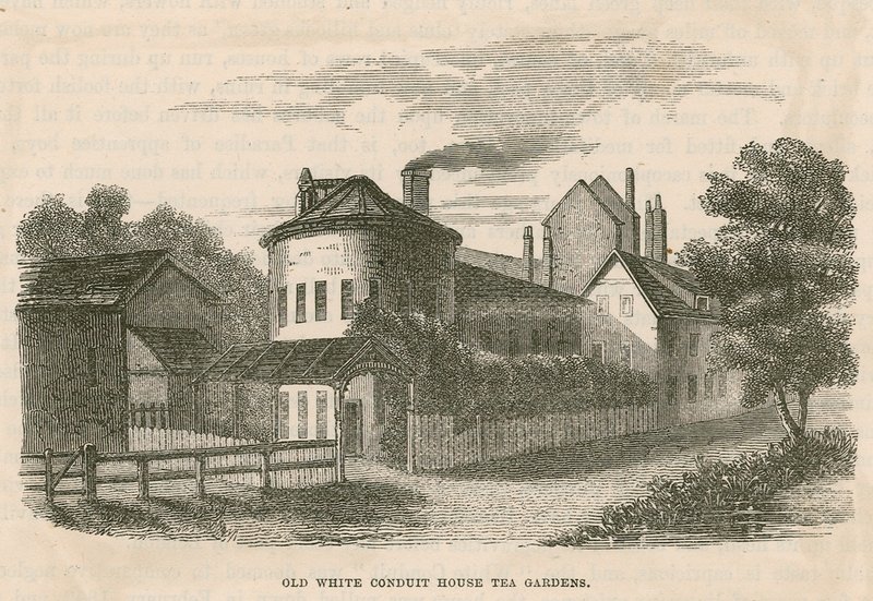 Old White Conduit House teträdgårdar, Pentonville, London av English School