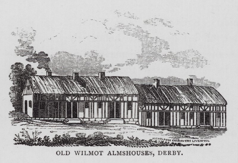 Old Wilmot Almshouses, Derby (gravyr) av English School