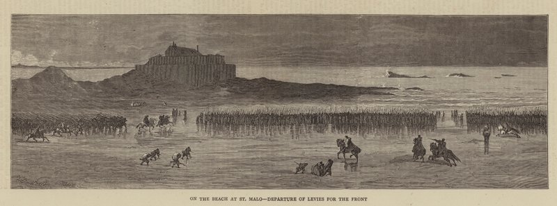 På stranden vid St Malo, Avgång av avgifter för fronten (gravyr) av English School