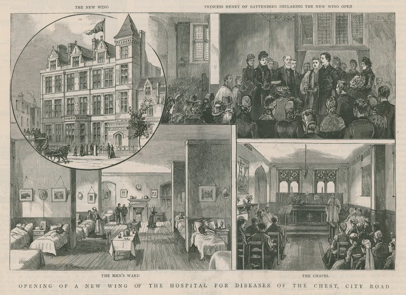 Öppnar en ny flygel av Hospital for Diseases of the Chest, City Road, London av English School