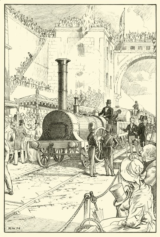 Invigning av Liverpool & Manchester Railway (bläck på papper) av English School