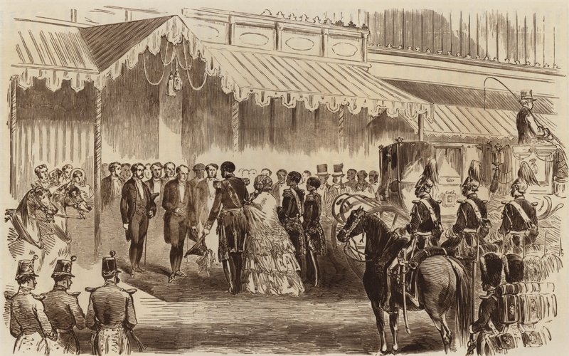 Invigning av Kristallpalatset, Hennes Majestäts ankomst, 1854 av English School