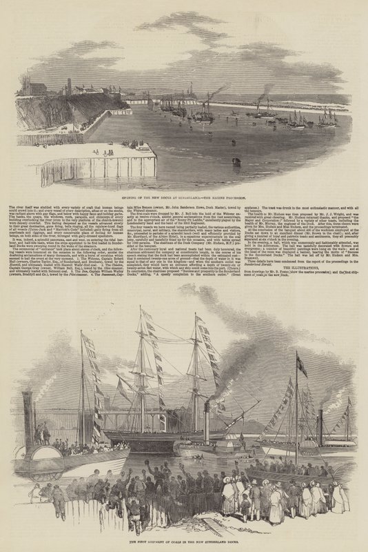 Öppnande av New Docks i Sunderland (gravyr) av English School