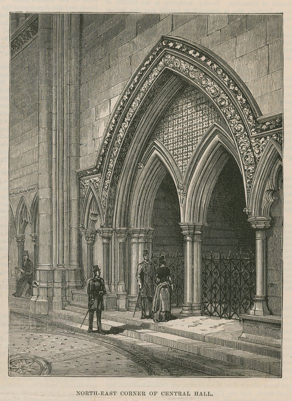 Invigning av Royal Courts of Justice: Nordöstra hörnet av Central Hall av English School