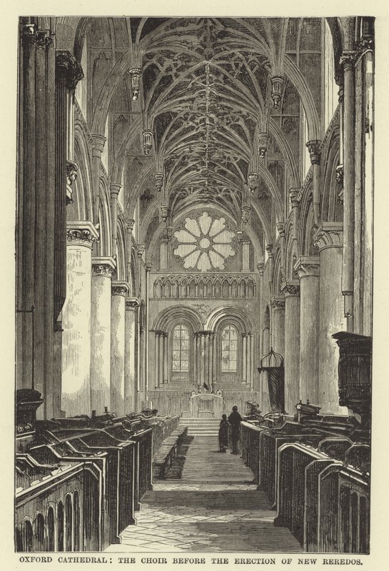 Oxford Cathedral, kören före uppförandet av nya reredos av English School