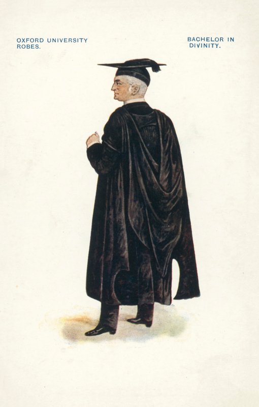 Oxford University Robes: Bachelor in Divinity (färglitografi) av English School