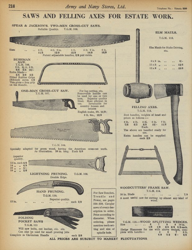 Sida från Army and Navy Stores Catalogue av English School