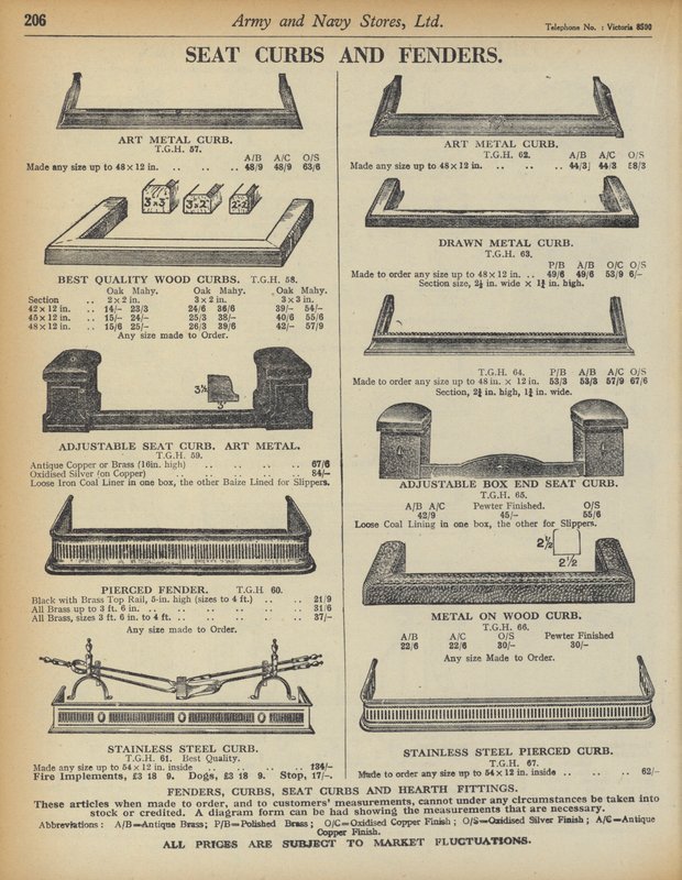 Sida från Army and Navy Stores Catalogue av English School
