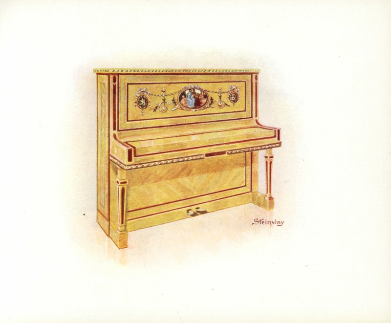 Sida från Steinway & Sons Art Catalog (färg litho) av English School
