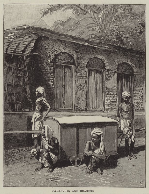 Palanquin och bärare (gravyr) av English School