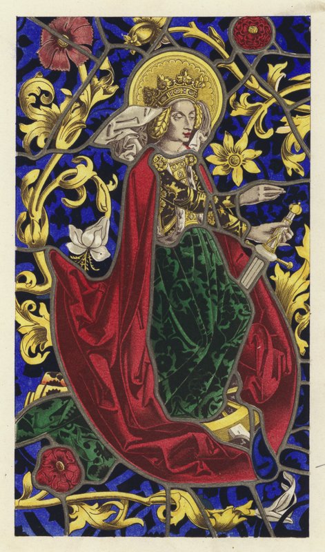 Panel av målat glas (chromolitho) av English School