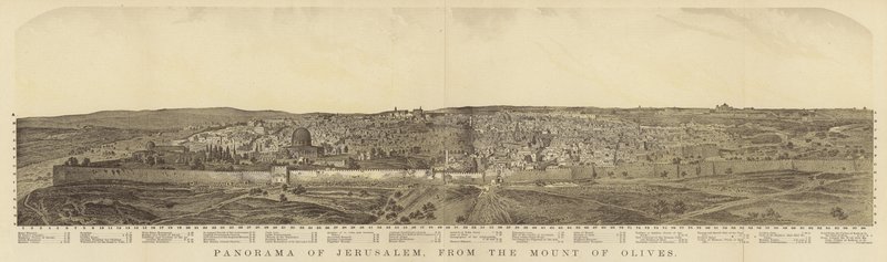 Panorama över Jerusalem från Olivberget av English School