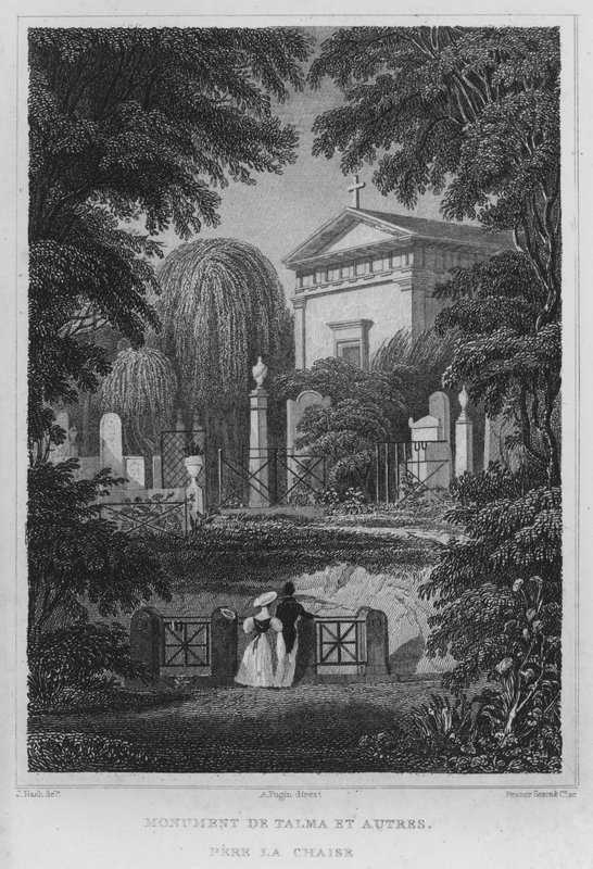 Paris, Monument till Talma och andra, Pere La Chaise (gravyr) av English School