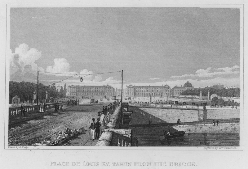 Paris, Place De Louis XV, taget från bron (gravyr) av English School