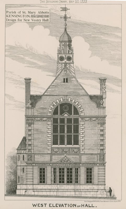Parish of St Mary Abbots, Kensington, design för nya Vestry Hall av English School