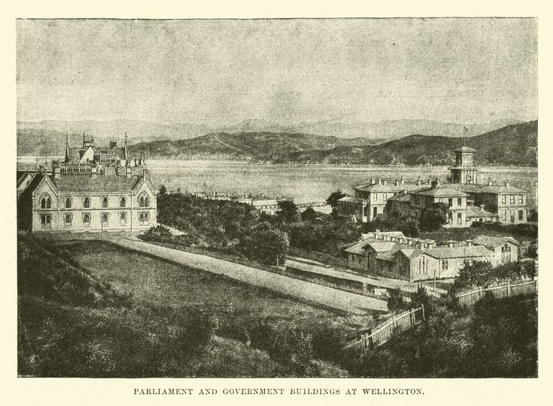 parlamentet och regeringsbyggnaderna i Wellington av English School