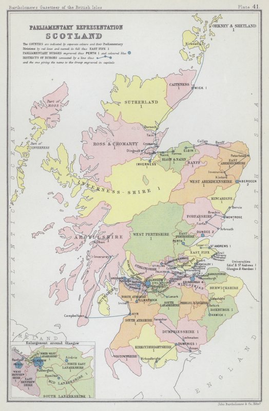Parlamentarisk representation, Skottland (färglitografi) av English School