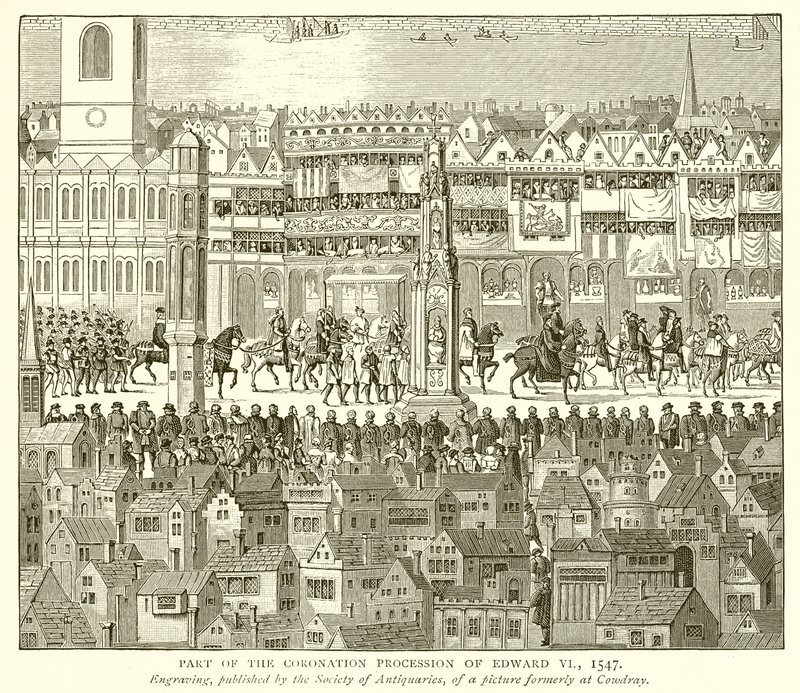 Del av Edward VI:s kröningprocession, 1547 av English School