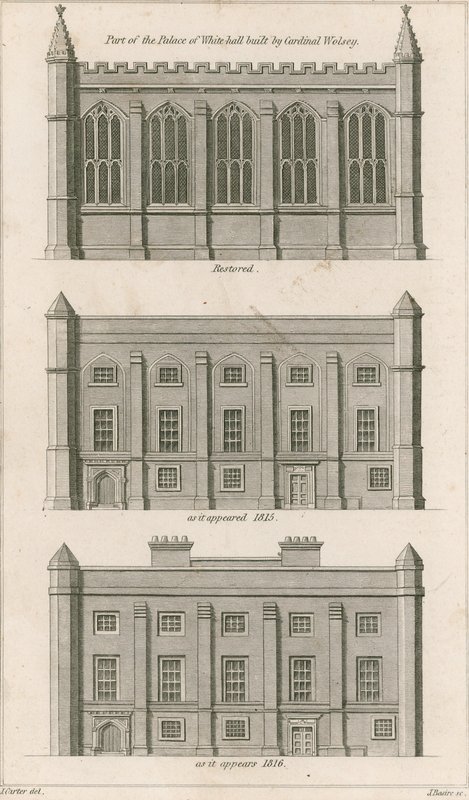 En del av Palace of Whitehall byggt av kardinal Wolsey av English School