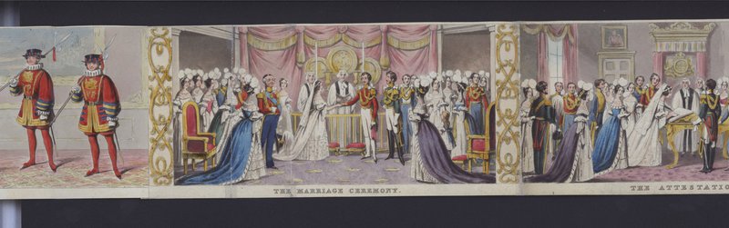 En del av panoramat av drottning Victorias äktenskap, ca 1840 (handfärgad akvatint) av English School