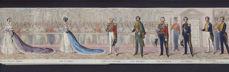 En del av panoramat av drottning Victorias äktenskap, ca 1840 (handfärgad akvatint) av English School