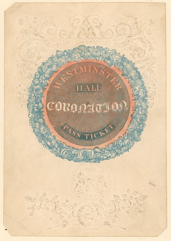 Passbiljett till The Grand Coronation Banquet of King George IV i Westminster Hall, 17 juli 1821 av English School