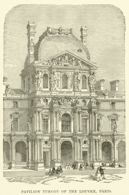 Paviljong Turgot i Louvren, Paris (gravyr) av English School