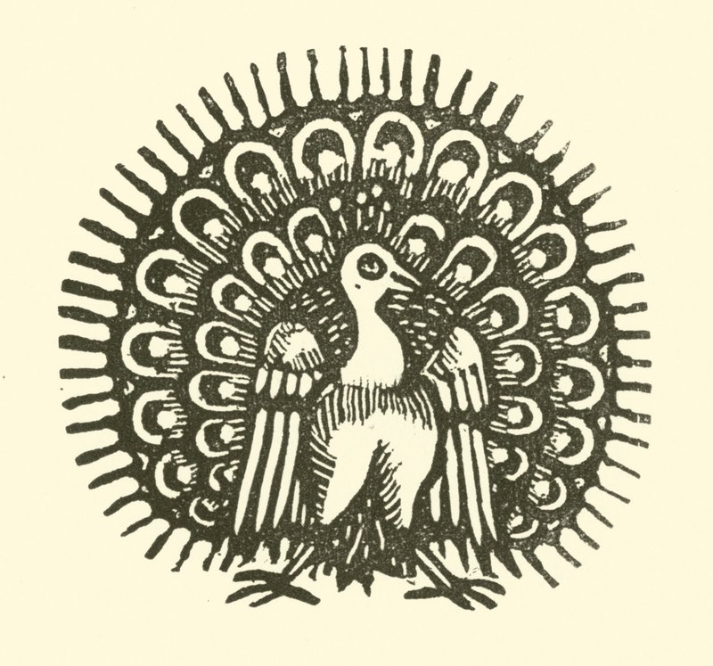 Påfågel (träsnitt) av English School