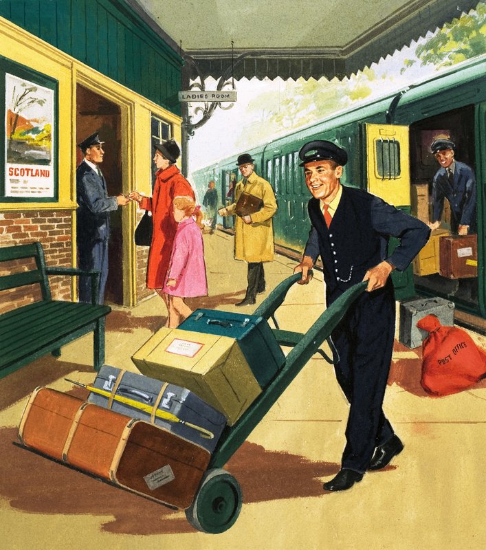 Människor du ser: The Porter (gouache på papper) av English School