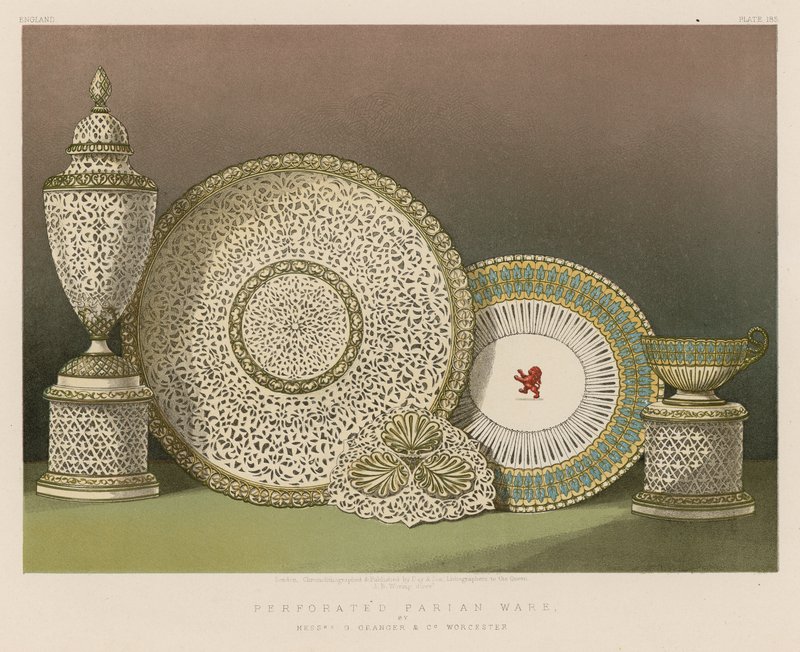 Perforerad Parian Ware av herrarna G Granger och Co, Worcester av English School