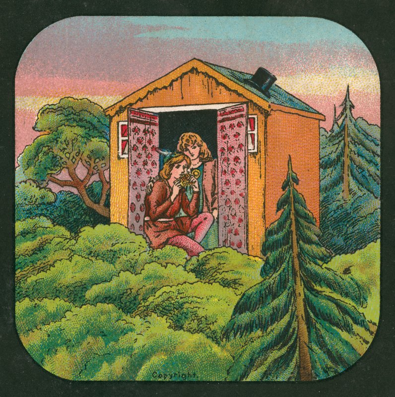 Peter Pan, lanternskiva, c 1910 (färg litho) av English School