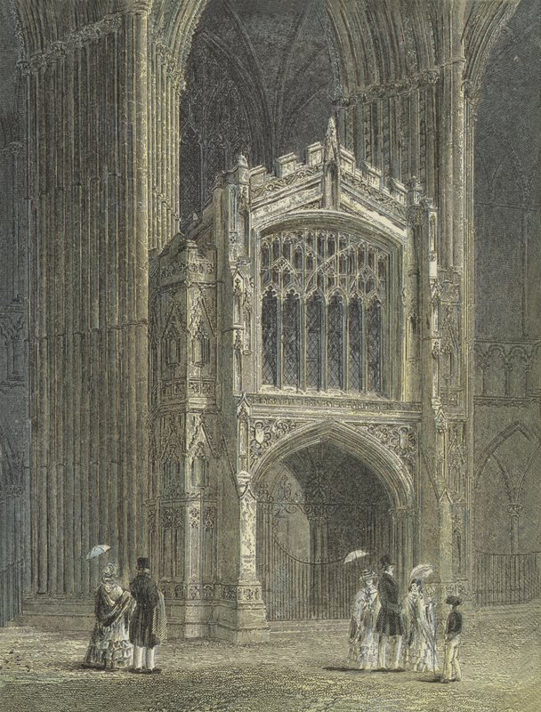 Peterborough Cathedral, utsikt över verandan, West End av English School