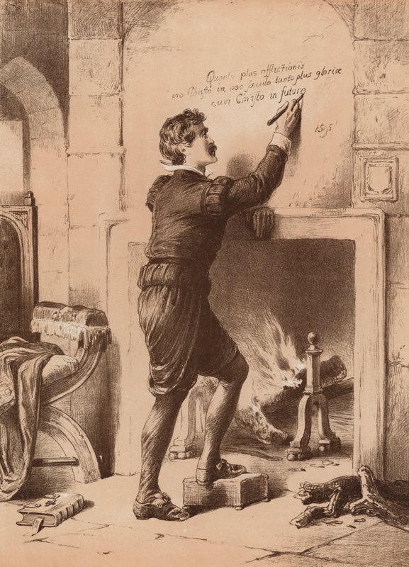 Philip Earl of Arundel, i Towern under dödsstraff (litografi) av English School