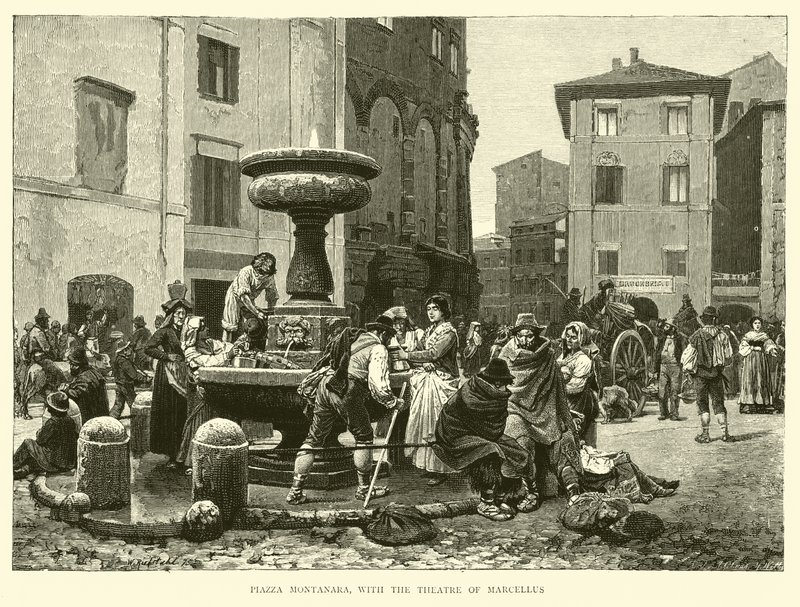 Piazza Montanara, med Marcellus teater av English School