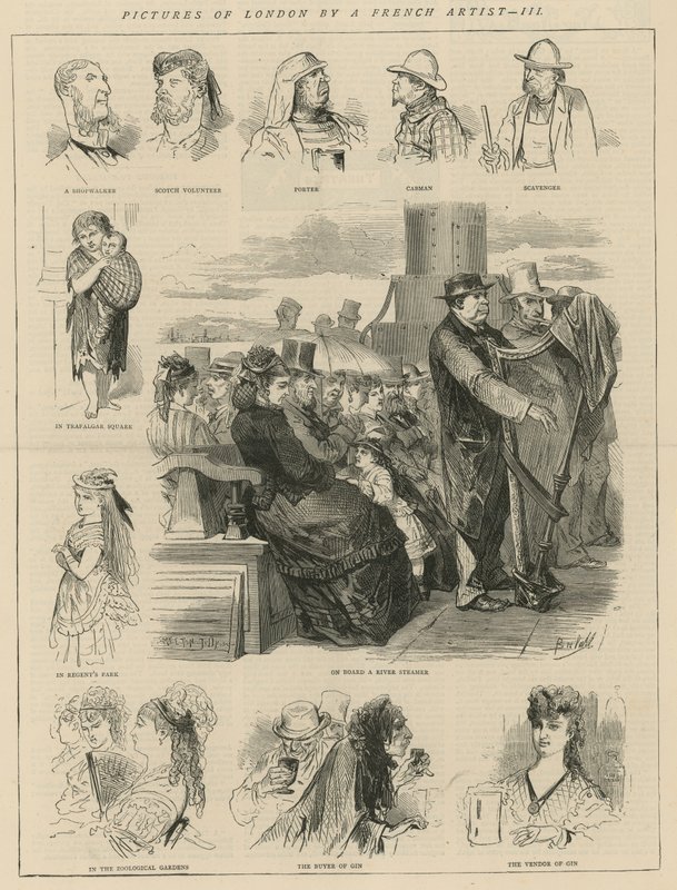 Bilder av London av en fransk konstnär av English School