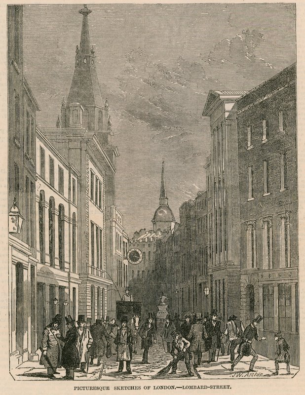 Pittoreska skisser av London - Lombard Street av English School