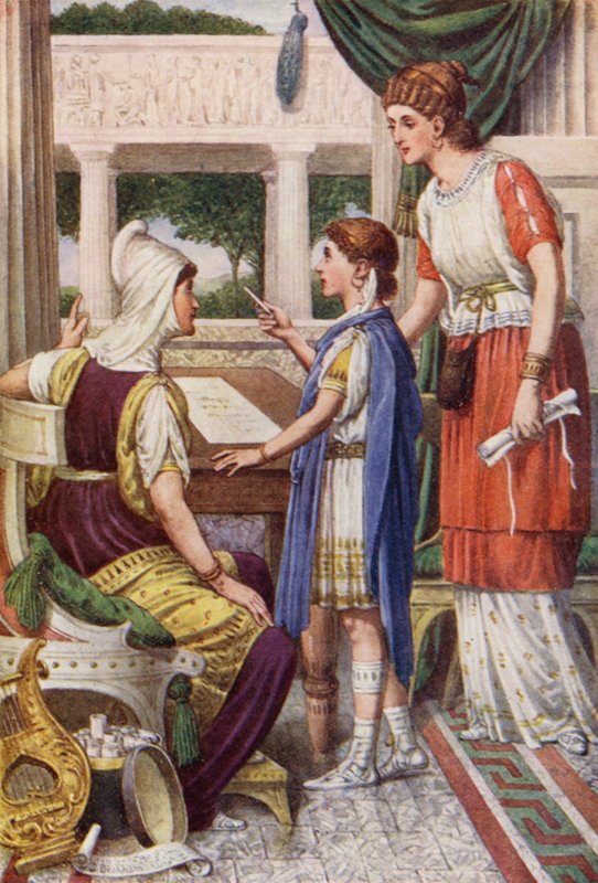Pindar och hans lärare (färglitografi) av English School